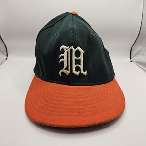 Proline Vintage Miami Hurricanes Baseball Cap Hat 6-3/4Green Orange Visor. 